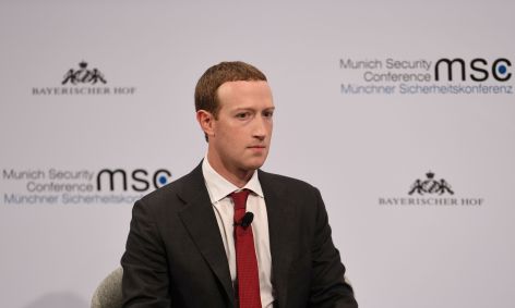 Presidente-executivo do Facebook, Mark Zuckerberg, em conferência na Alemanha