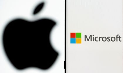 Logos da Apple e Microsoft
