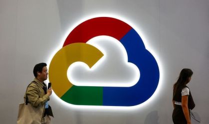 Logo do Google Cloud em evento em Barcelona, da Espanha