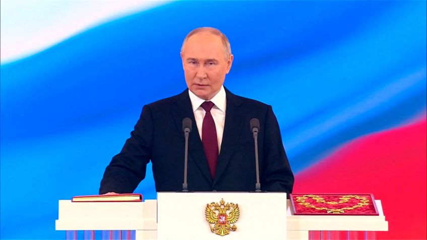 Vladimir Putin durante posse em Moscou / 7/5/2024 Kremlin.ru/Divulgação via REUTERS