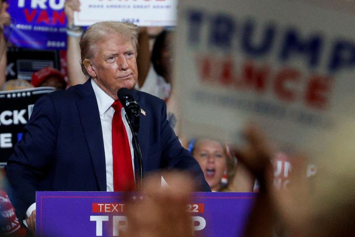 Donald Trump durante comício em Charlotte, Carolina do Norte / 24/7/2024 REUTERS/Marco Bello