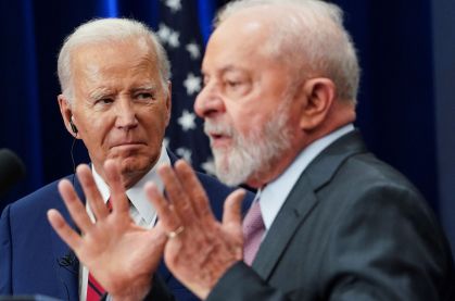 Presidente dos EUA, Joe Biden, ao lado do presidente Luiz Inácio Lula da Silva em Nova York