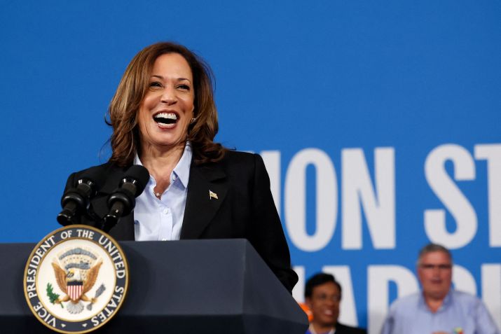 Kamala Harris durante campanha em Detroit • 2/9/2024 REUTERS/Brendan McDermid