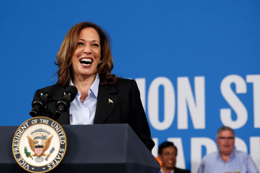 Kamala Harris durante campanha em Detroit • 2/9/2024 REUTERS/Brendan McDermid