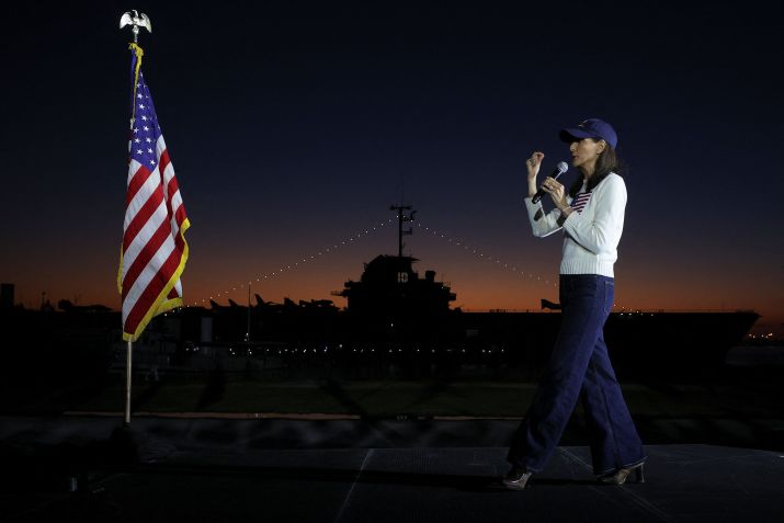 Nikki Haley em campanha / 23/02/2024 REUTERS/Brian Snyder