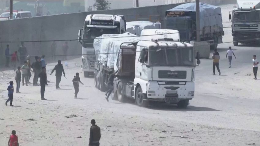 Comboio de ajuda humanitária entra em Gaza pela passagem de Rafah / 09/04/2024 REUTERS TV/via REUTERS