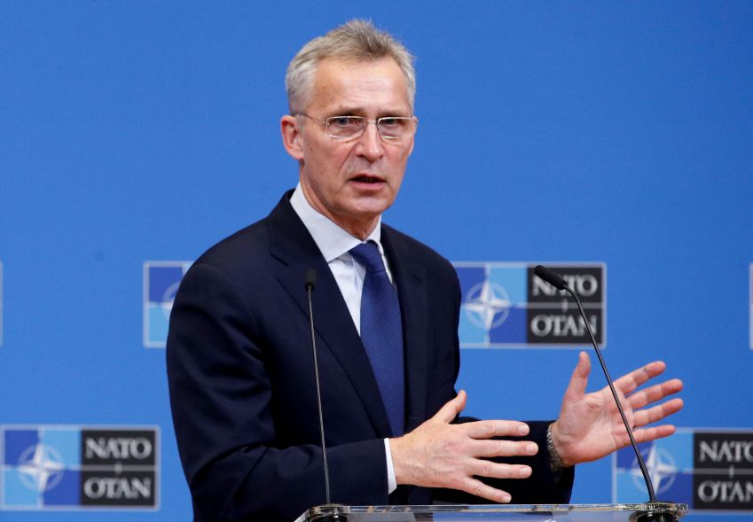 Secretário-geral da Otan, Jens Stoltenberg, durante entrevista coletiva em Bruxelas / 07/02/2022 REUTERS/Johanna Geron