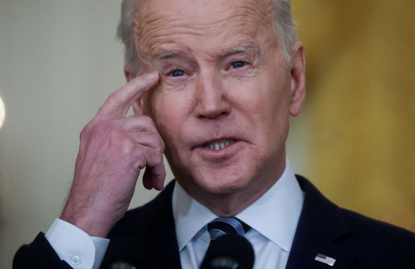 Presidente dos EUA, Joe Biden, durante pronunciamento sobre invasão russa à Ucrânia na Casa Branca / 24/02/2022 REUTERS/Leah Millis