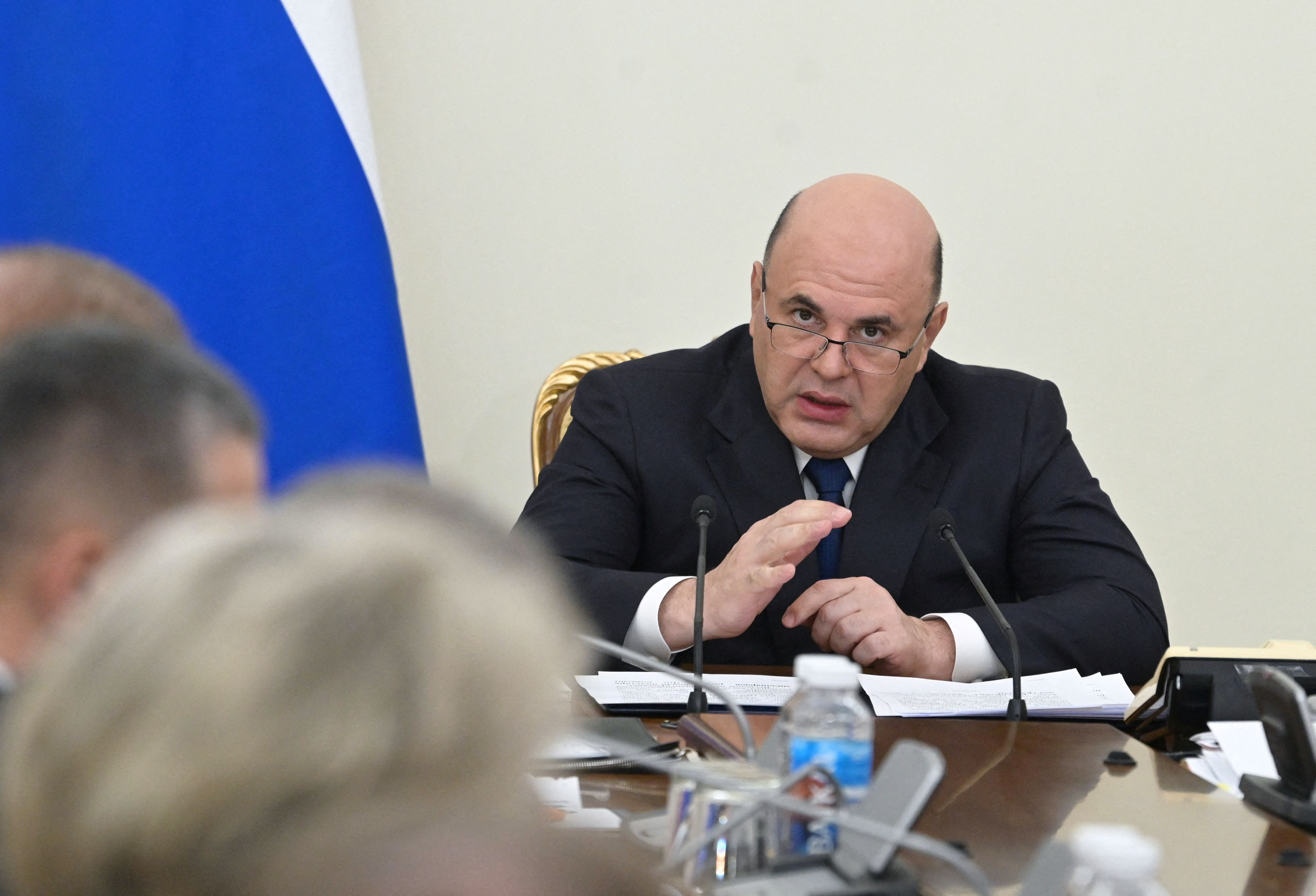 Primeiro-ministro da Rússia, Mikhail Mishustin, durante reunião em Moscou