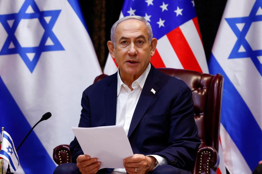 Benjamin Netanyahu durante reunião com Joe Biden / 18/10/2023 REUTERS/Evelyn Hockstein