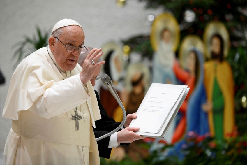Papa Francisco no Vaticano • 13/12/2023 Divulgação via REUTERS