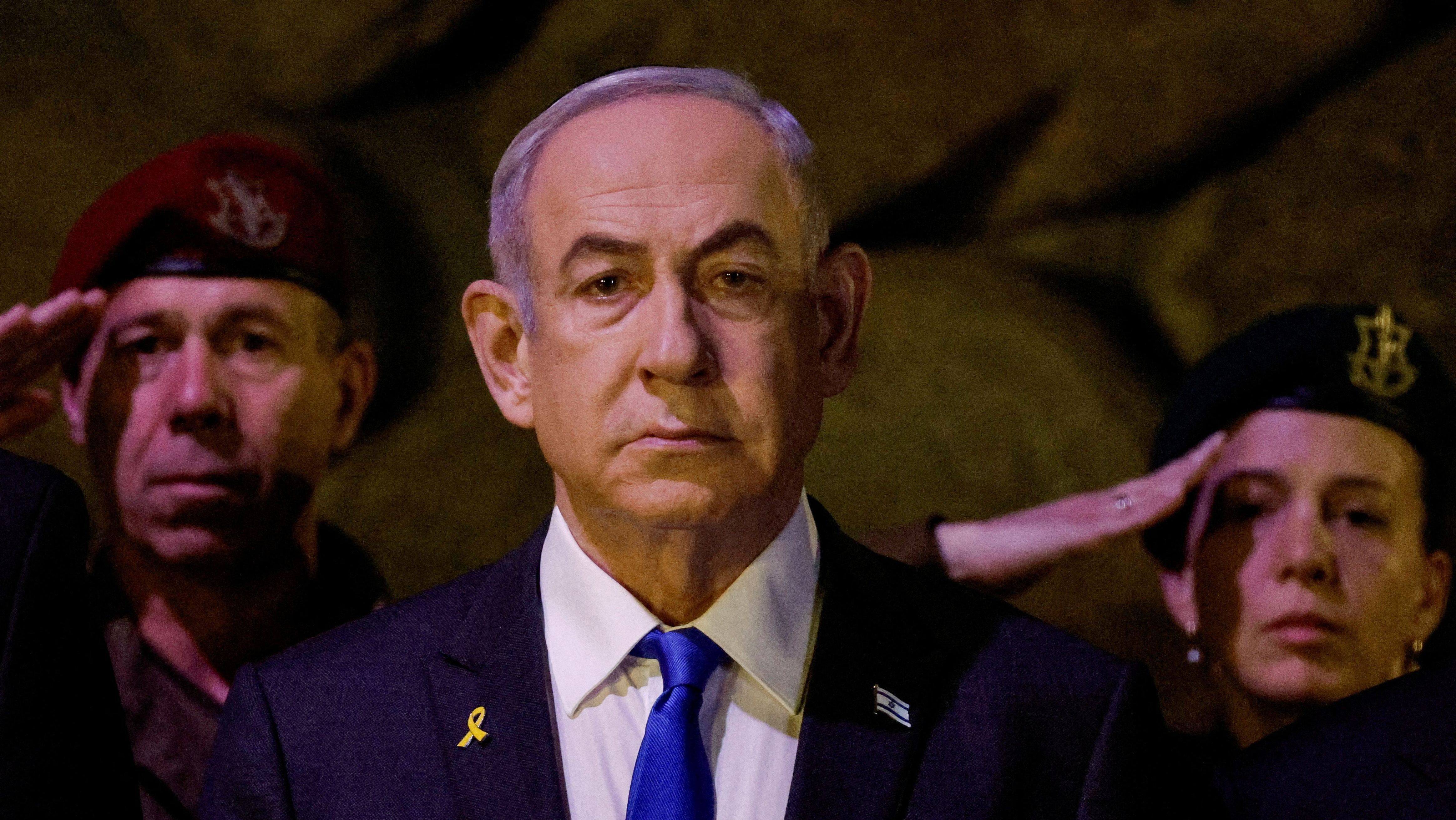 O primeiro-ministro israelense, Benjamin Netanyahu, em cerimônia que marca o
