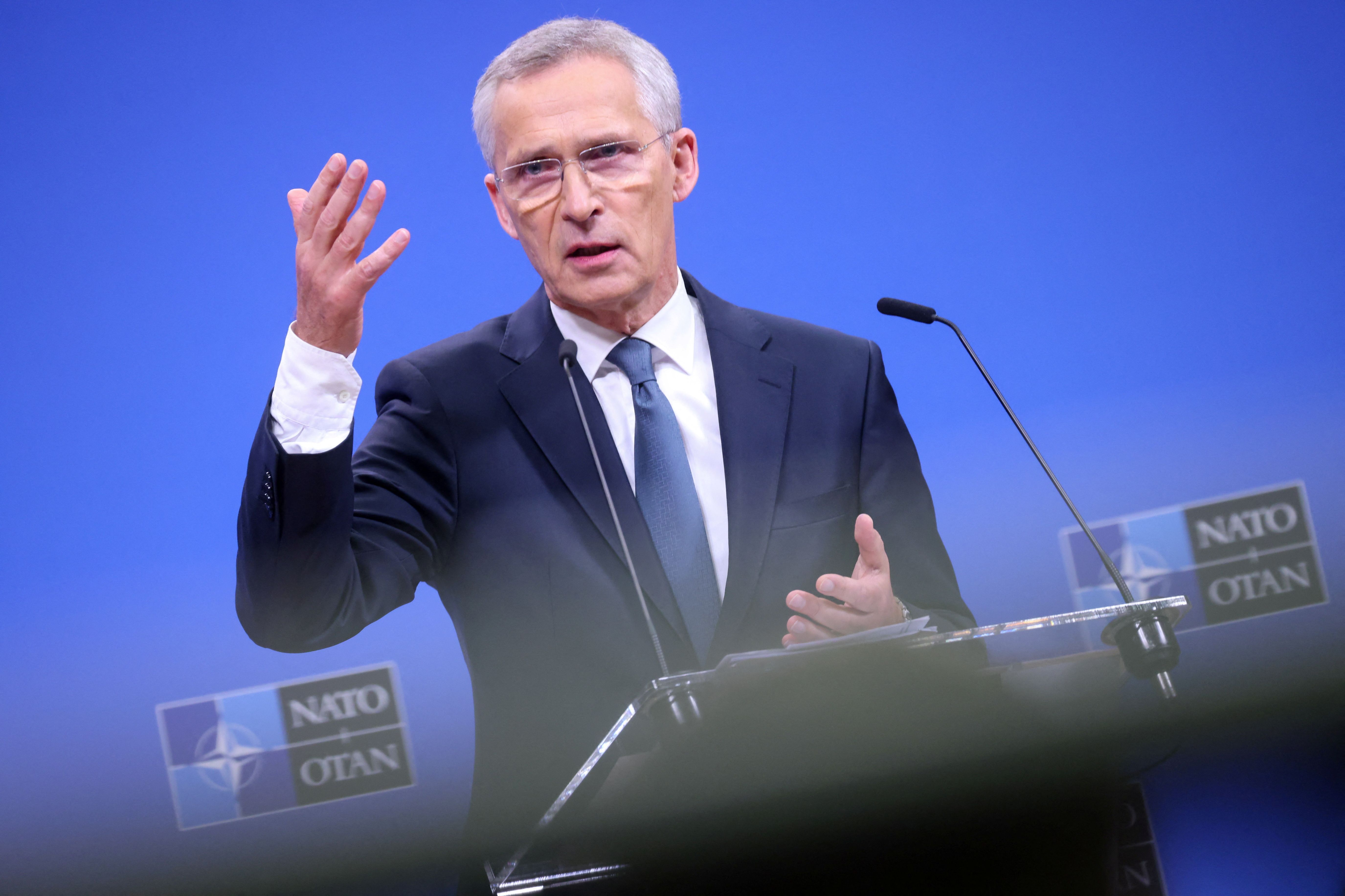 Secretário-geral da Otan, Jens Stoltenberg, durante entrevista coletiva em Bruxelas