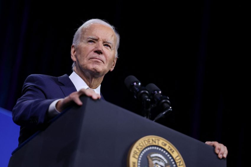 Presidente dos EUA Joe Biden durante comício em Las Vegas, antes de ser diagnosticado com Covid-19 / 16/7/2024 REUTERS/Tom Brenner