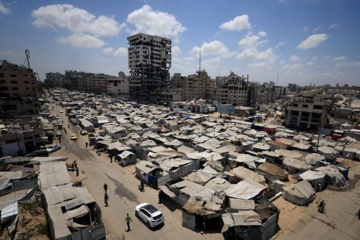 Palestinos em abrigo na Cidade de Gaza, na Faixa de Gaza • 17/08/2025 REUTERS/Dawoud Abu Alkas