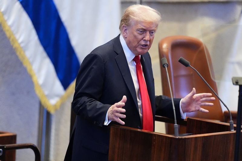 Donald Trump em discurso no Parlamento de Israel